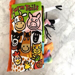 Little Jellycat Crinkle Sensory Plush Book FarmTails for Baby Kids